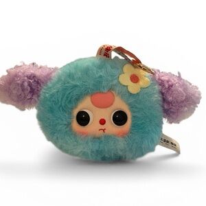 Baby Three Good Luck  Keychain Bag Charm - Aqua & Lavender